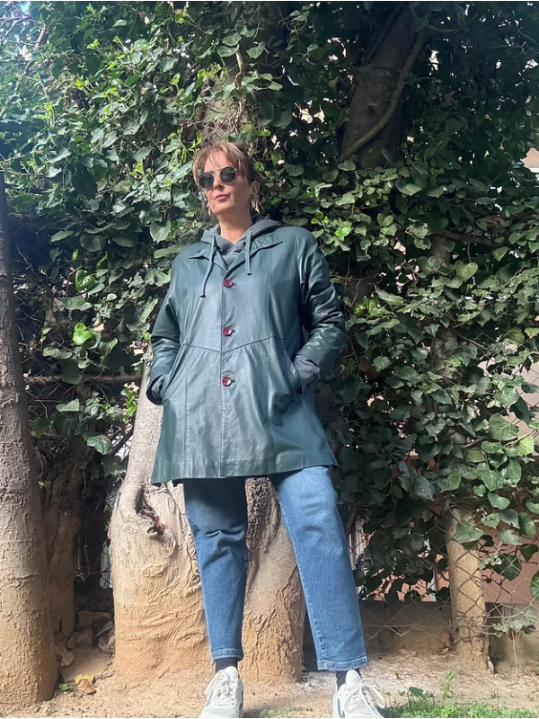 Vintage Yeşil Deri Mont