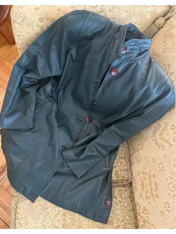 Vintage Yeşil Deri Mont