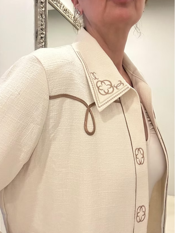 Vintage Keten Karışımlı nakışlı gömlek/ceket