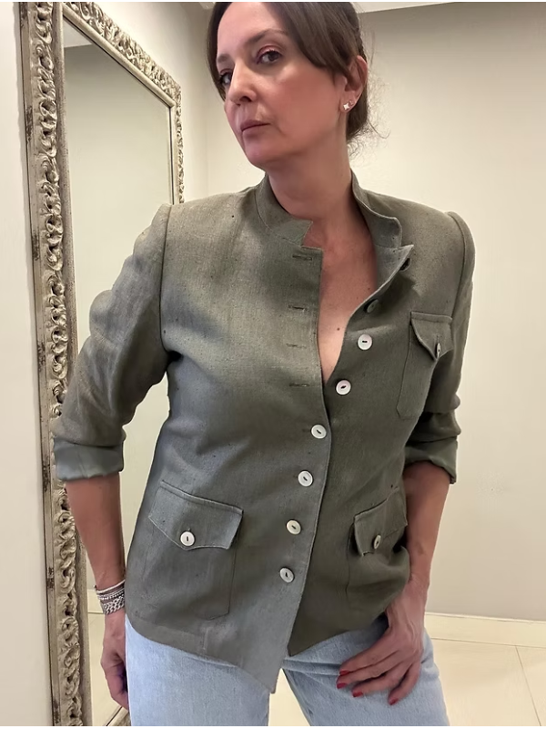 Vintage özel dikim keten ceket