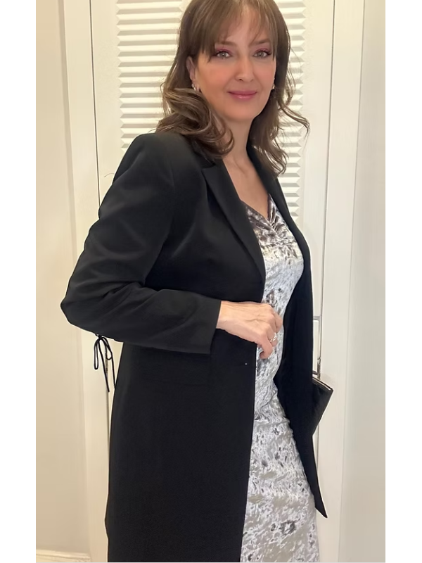 Vintage kolları süet bağlamalı  uzun ceket