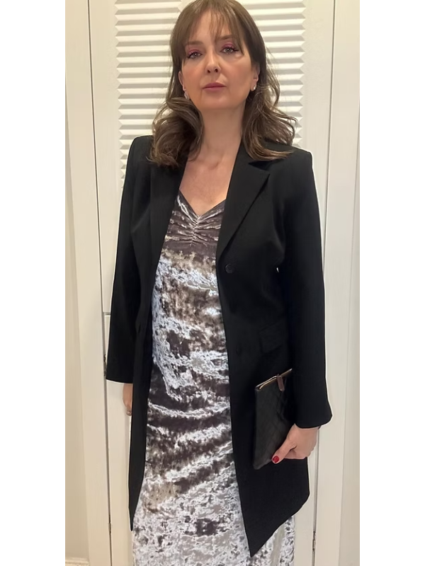 Vintage kolları süet bağlamalı  uzun ceket