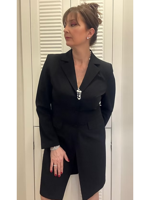 Vintage kolları süet bağlamalı  uzun ceket