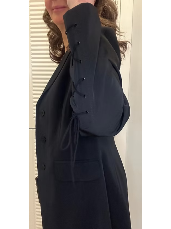 Vintage kolları süet bağlamalı  uzun ceket