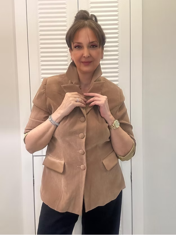 Vintage saten yakalı kadife dokulu ceket