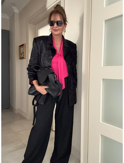 Vintage yılan baskılı parlak ceket