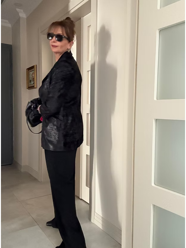 Vintage yılan baskılı parlak ceket