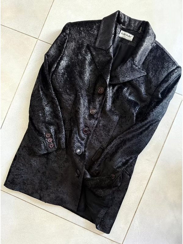 Vintage yılan baskılı parlak ceket