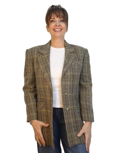 Vintage Çift düğmeli Ekose Ceket