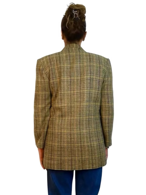 Vintage Çift düğmeli Ekose Ceket
