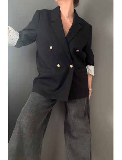 Vintage Geometrik Astarlı Boyfriend Blazer