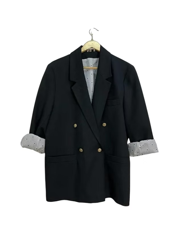 Vintage Geometrik Astarlı Boyfriend Blazer