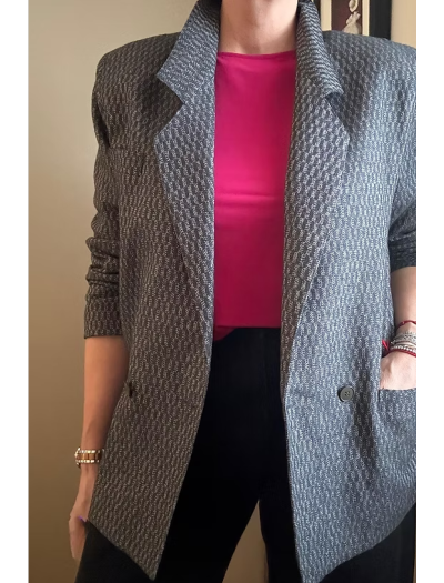 Titiz Geometrik Desenli Boyfriend Ceket