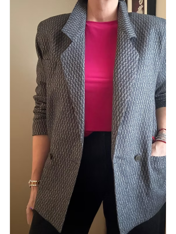 Titiz Geometrik Desenli Boyfriend Ceket