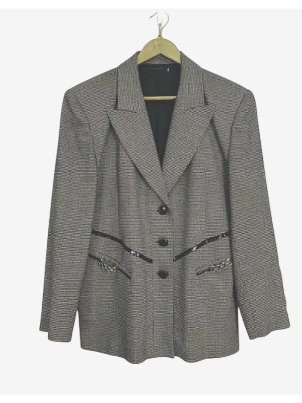 Vintage Deri Detaylı Kazayağı Ceket