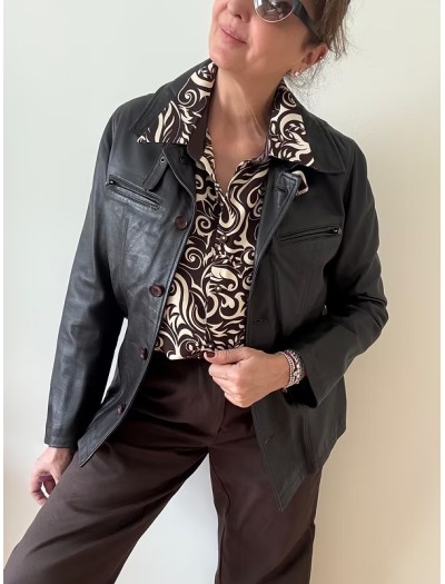 Vintage Kahverengi Deri Ceket