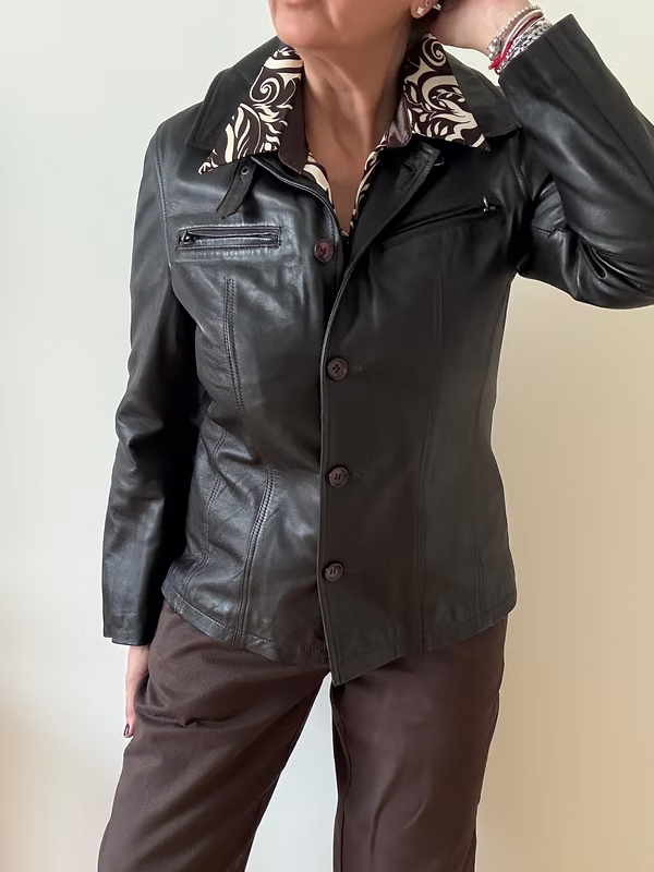 Vintage Kahverengi Deri Ceket