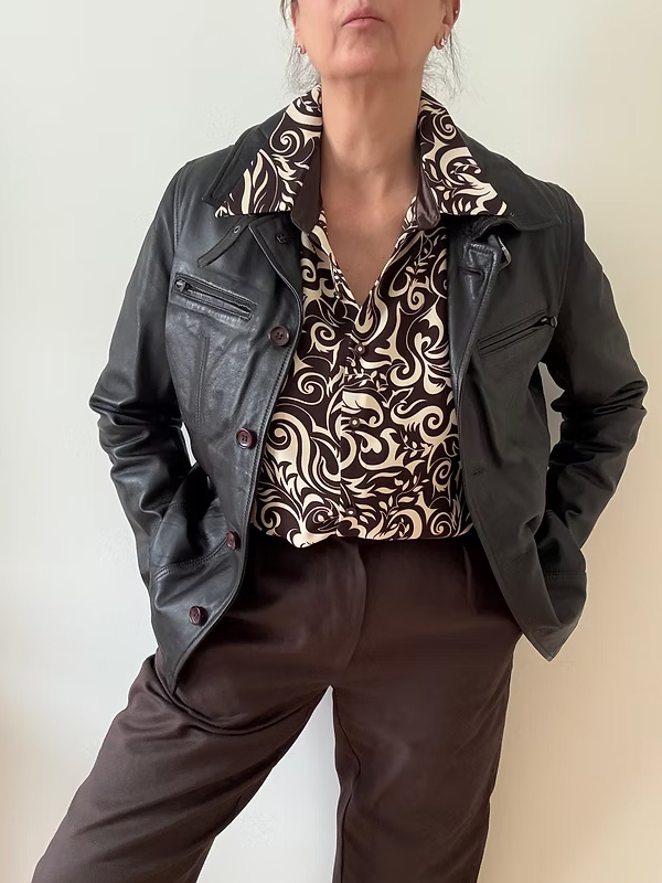 Vintage Kahverengi Deri Ceket