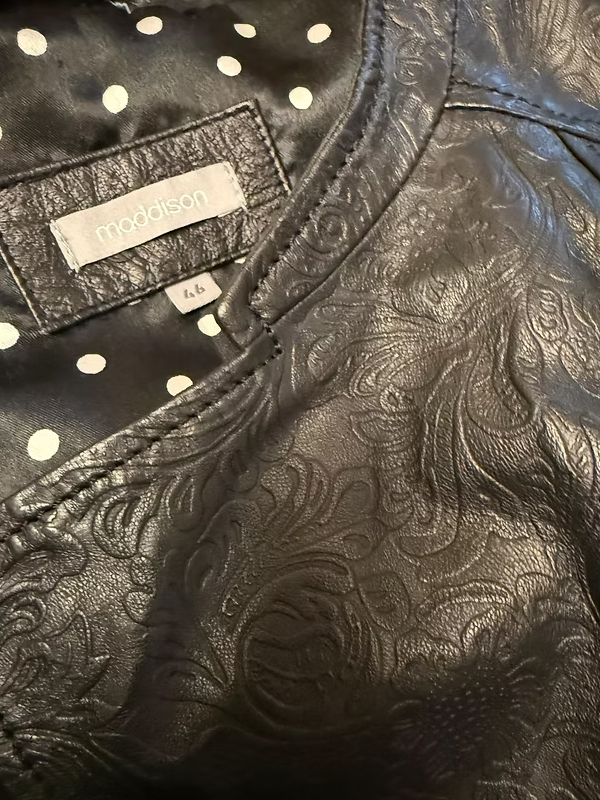 Vintage Şal Desenli Deri Ceket / Mont