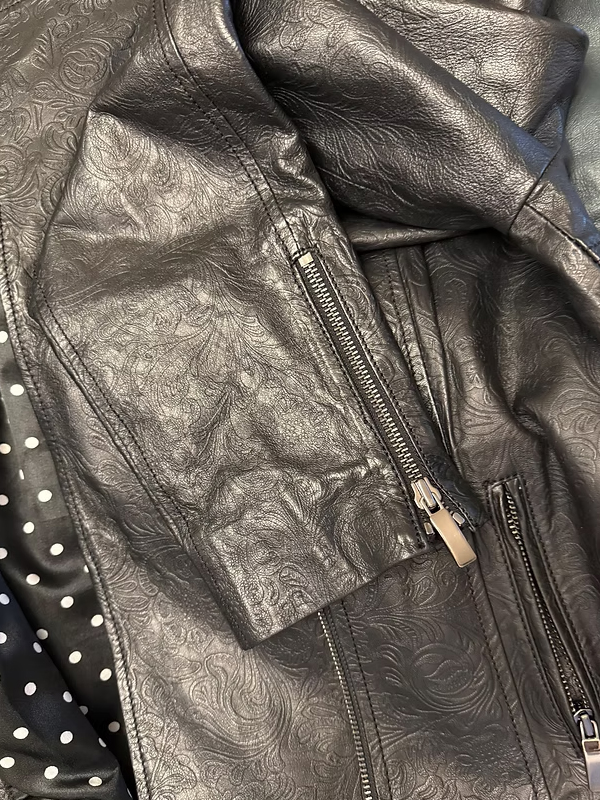 Vintage Şal Desenli Deri Ceket / Mont