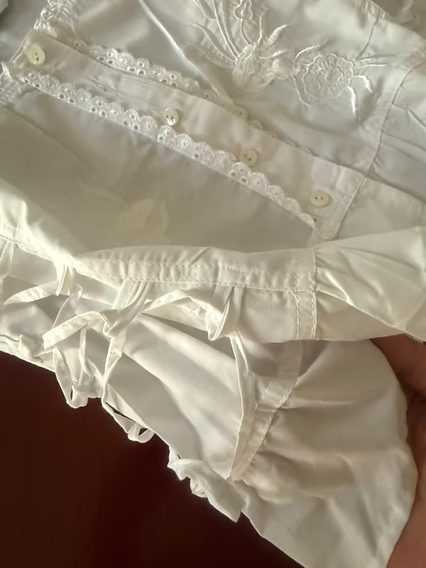 Y2K Nakışlı Fırfırlı Korse Gömlek