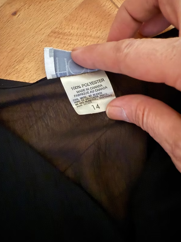 Vintage Made in Canada Siyah Şifon Gömlek