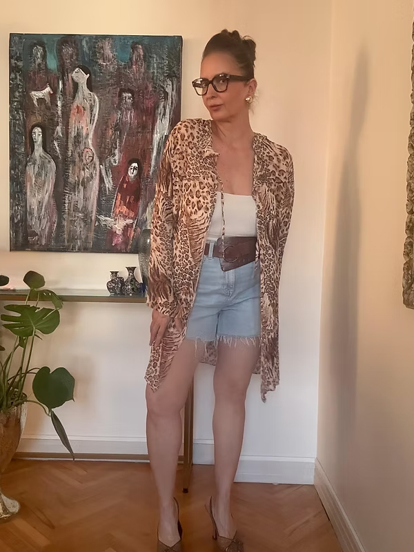 Vintage Leopar Şifon Tunik / Kimono