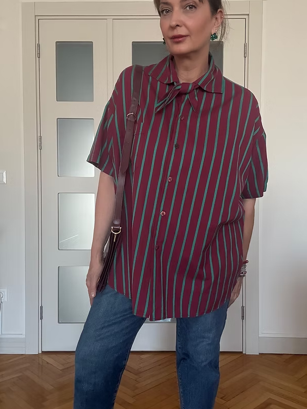 Vintage Made in Italy Çizgili Gömlek