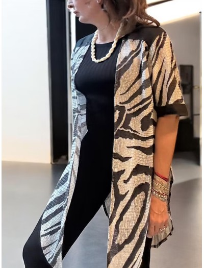 Vintage Animal Print Keten Kimono Vintage Animal Print Keten Kimono