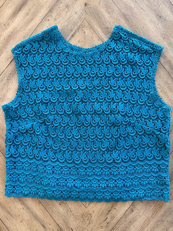 Vintage Full Güpür Turkuaz  Dantel Bluz