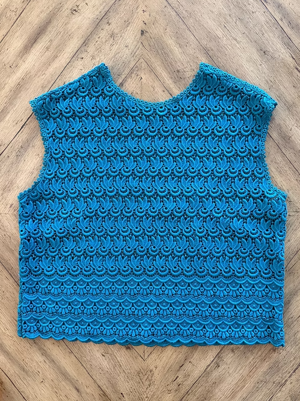 Vintage Full Güpür Turkuaz  Dantel Bluz