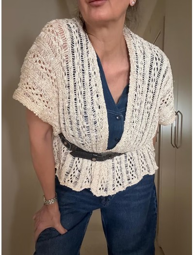 Vintage Keten Karışımlı Simli Hırka