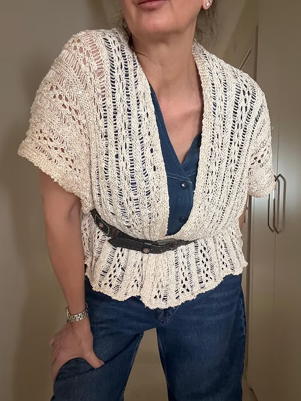 Vintage Keten Karışımlı Simli Hırka