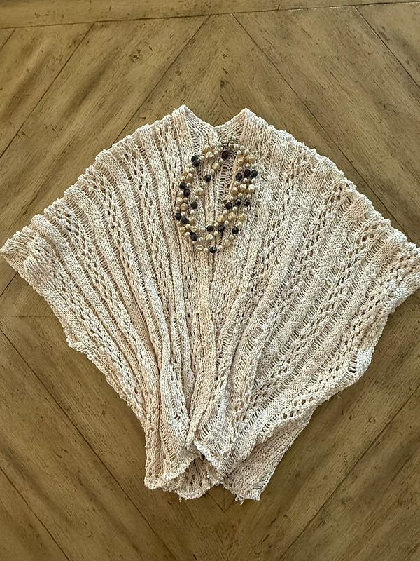 Vintage Keten Karışımlı Simli Hırka