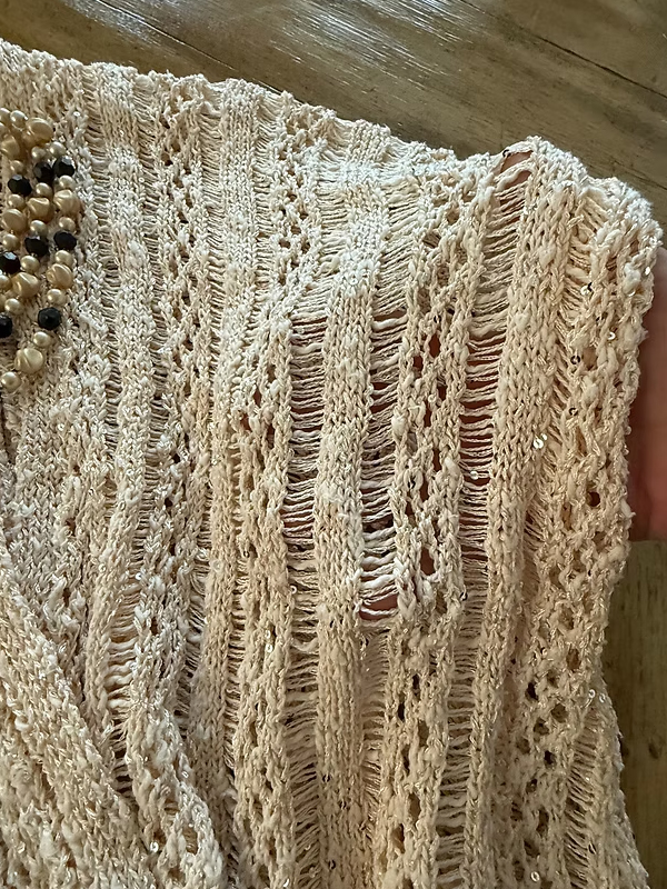 Vintage Keten Karışımlı Simli Hırka