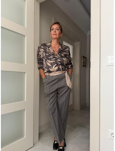 Vintage Desenli İpek Gömlek