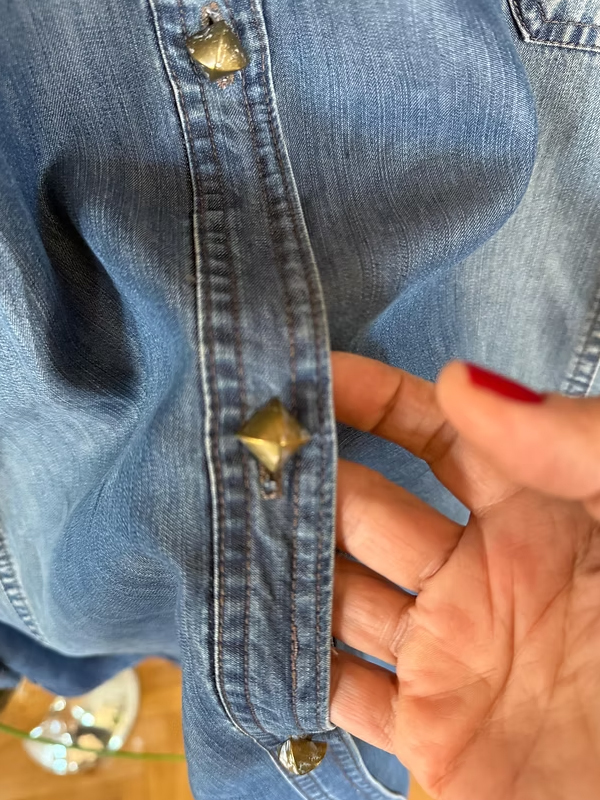 Foli Vintage Büyük Beden Jean Gömlek