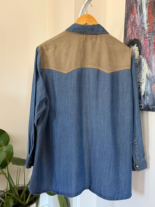 Foli Vintage Büyük Beden Jean Gömlek