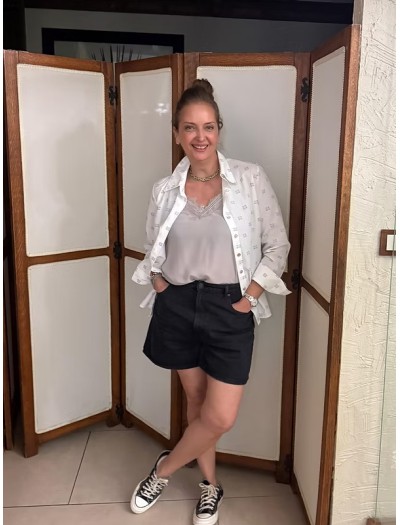 Vintage Gümüş Simli Gömlek