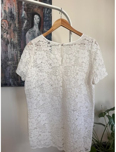 Vintage Full Güpür Beyaz Dantel Bluz