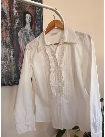 Vintage Fırfırlı ve Nervürlü Gömlek