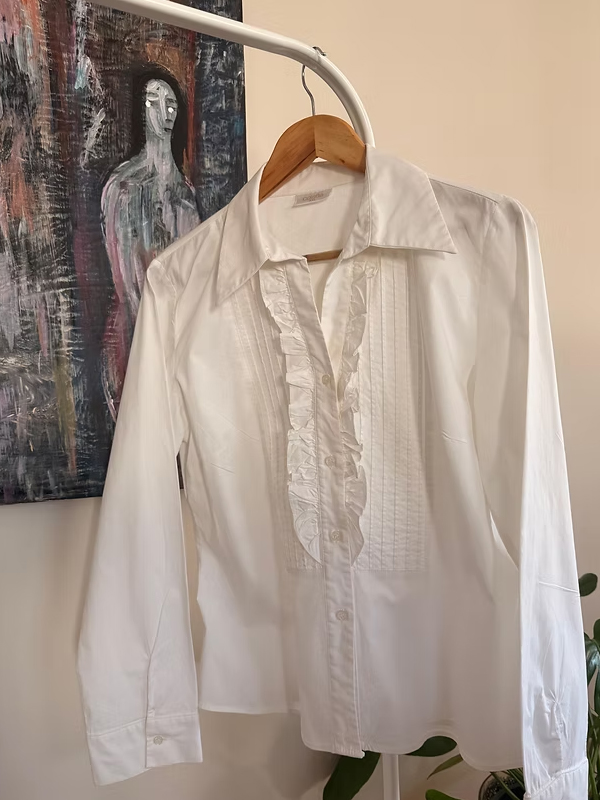 Vintage Fırfırlı ve Nervürlü Gömlek