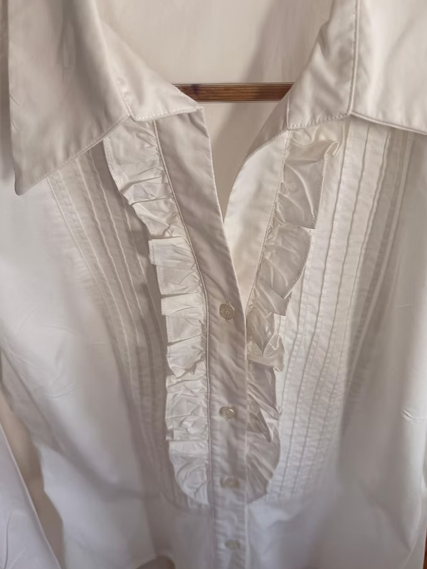 Vintage Fırfırlı ve Nervürlü Gömlek