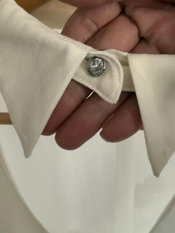 Vintage Şifon Taş Düğmeli Gömlek