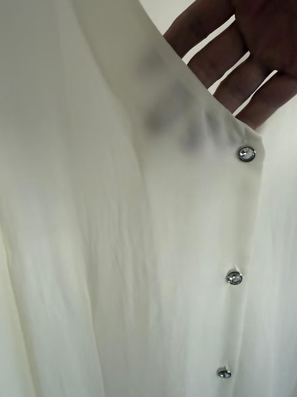 Vintage Şifon Taş Düğmeli Gömlek