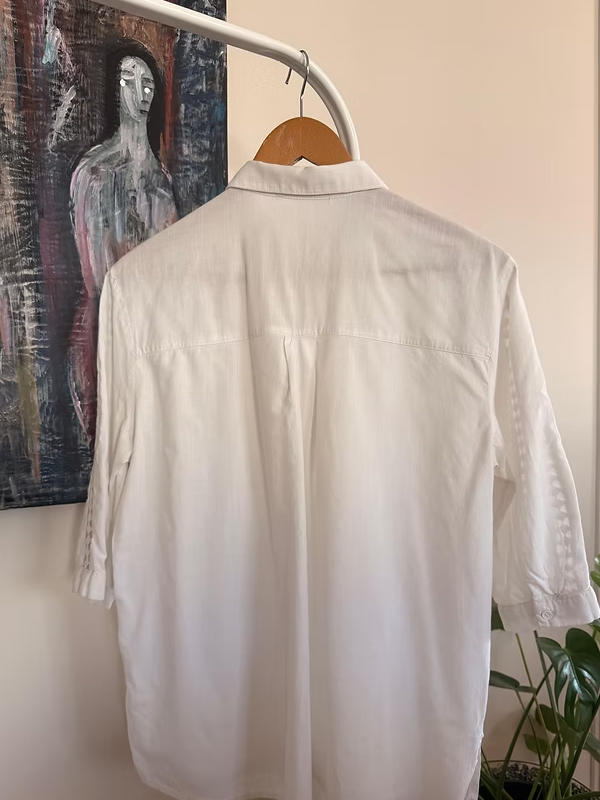 Vintage Kolları Delik İşi Nakış Gömlek