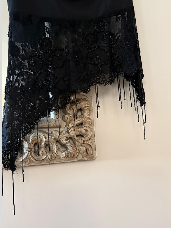 Vintage Faust Paris Dantel ve Boncuk İşlemeli Bluz