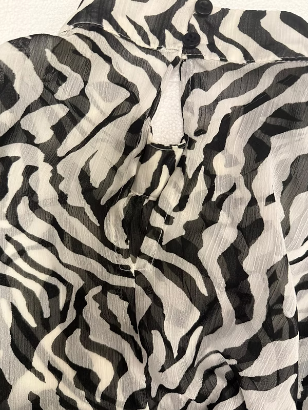 Vintage Şifon Zebra Desen Bluz