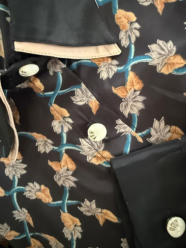 Vintage Çift Yakalı Çiçekli Gömlek