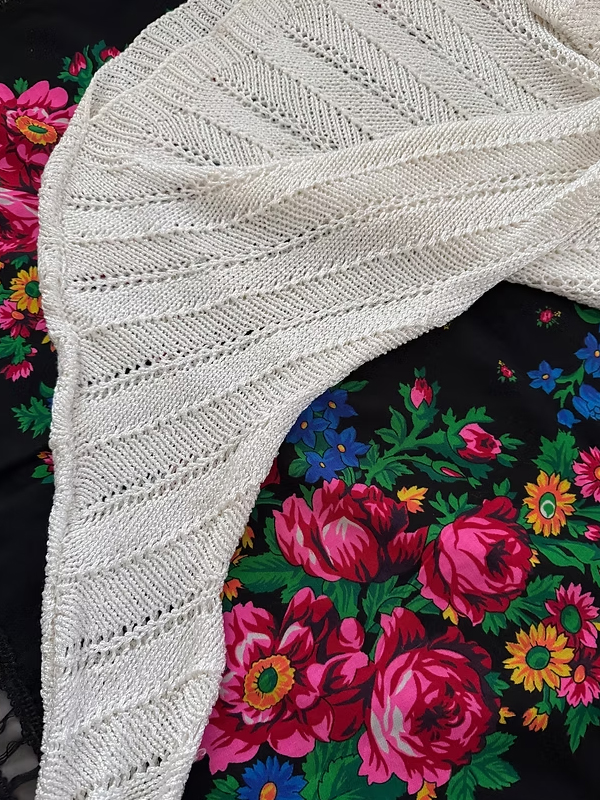 Vintage Dökümlü Floş İplik Triko Bluz